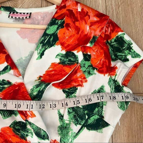 Pin Up Couture Retro Floral Rose Print Rockabilly A Line Dress Womens Size Large - Picture 6 of 8